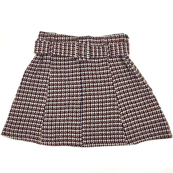Zara Belted Tweed Mini Skirt Size Medium High Waist Multicolor Preppy Academia - Picture 2 of 10